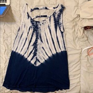 Navy and white tie dye tank size small